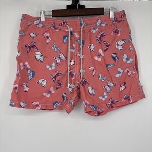 Vilebrequin Swim Shorts Mens XXL Pink Butterly AOP Drawstring Lined Built In
